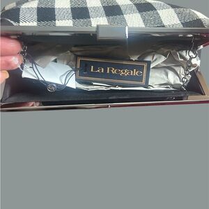 La Regale Monochrome Checkered Clutch